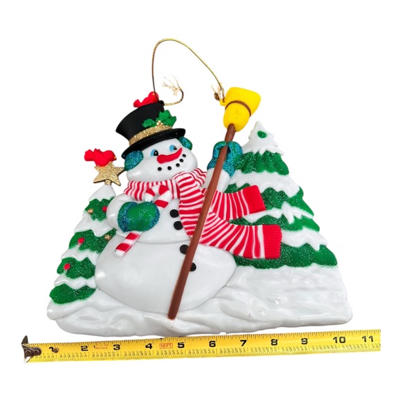Vintage Snowman Blow Mold Glittery Tree Christmas Decoration - Picture 6 of 6
